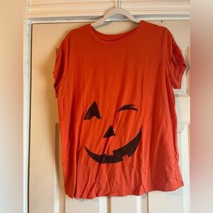 Halloween Maternity Tee Pumpkin Jack-o-lantern orange size L Isabel Maternity‎
